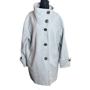 Banana Republic Mario Bellucci Italian Wool Funnel Neck Cocoon Coat Gray Large